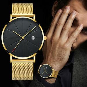 Ky shop Various products Classic Stainless Steel Men&#039;s Fashion Mesh Band Quartz Analog Wrist Watch Gift